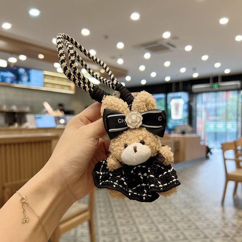 Portachiavi per auto con bambola di peluche a forma di coniglietto, stile Little Style, ciondolo per borsa_voghion.com