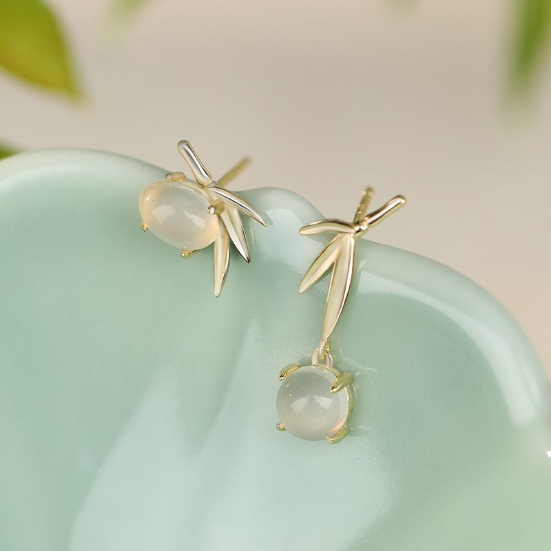 Nuovi orecchini cinesi con fibbia di sicurezza a farfalla in argento sterling, stile nazionale, Cina-chic, con cordino di giada_voghion.com