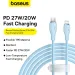 Câble USB-C Baseus pour iPhone 14/13/12/11/Pro/Max/XS/XS 20 W, charge rapide, type C vers Lightning, compatible avec iPad et MacBook (TPE)_voghion.com