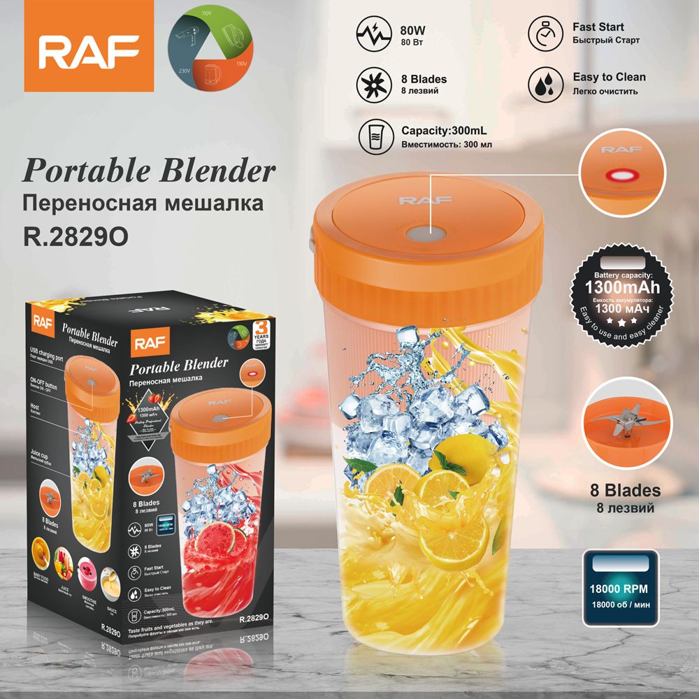 RAF EU/US Tragbarer multifunktionaler Entsafter – USB-aufladbarer elektrischer Fruchtmixer mit Becher_voghion.com