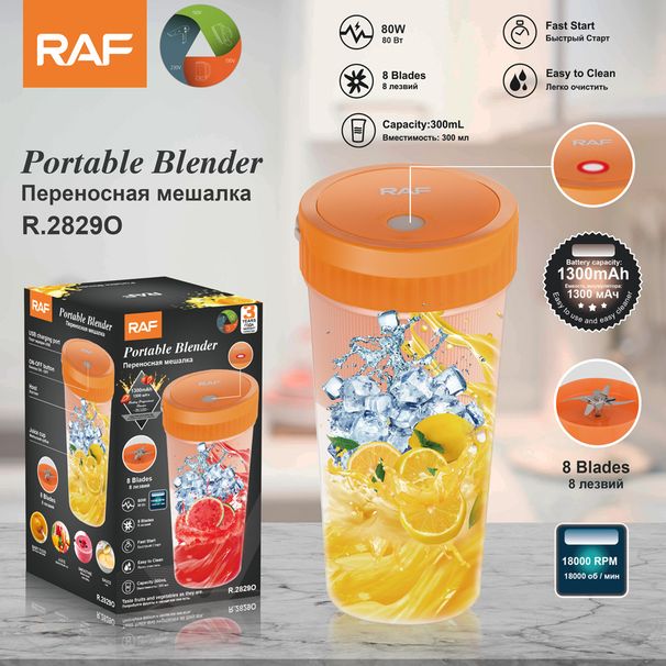 RAF EU/US Tragbarer multifunktionaler Entsafter – USB-aufladbarer elektrischer Fruchtmixer mit Becher_voghion.com