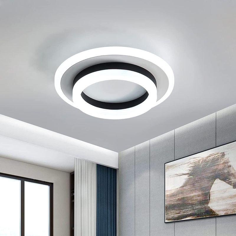 GOECO Deckenleuchte, rund, Acryl, Schwarz/Weiß, 24 W, Durchmesser 20 cm, 220 V_voghion.com
