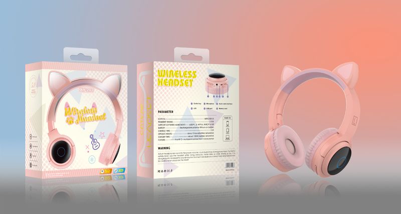 Orecchie di gatto Bluetooth XY-203 (Pane a forma di orecchio di gatto al vapore) Auricolare wireless radiofonico luminoso e carino_voghion.com