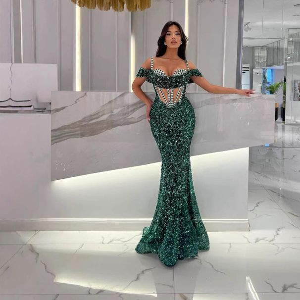 Damenbekleidung Neues Pailletten-Langballkleid mit Strumpfhaltern und Fischschwanz-Kleid für Damen_voghion.com