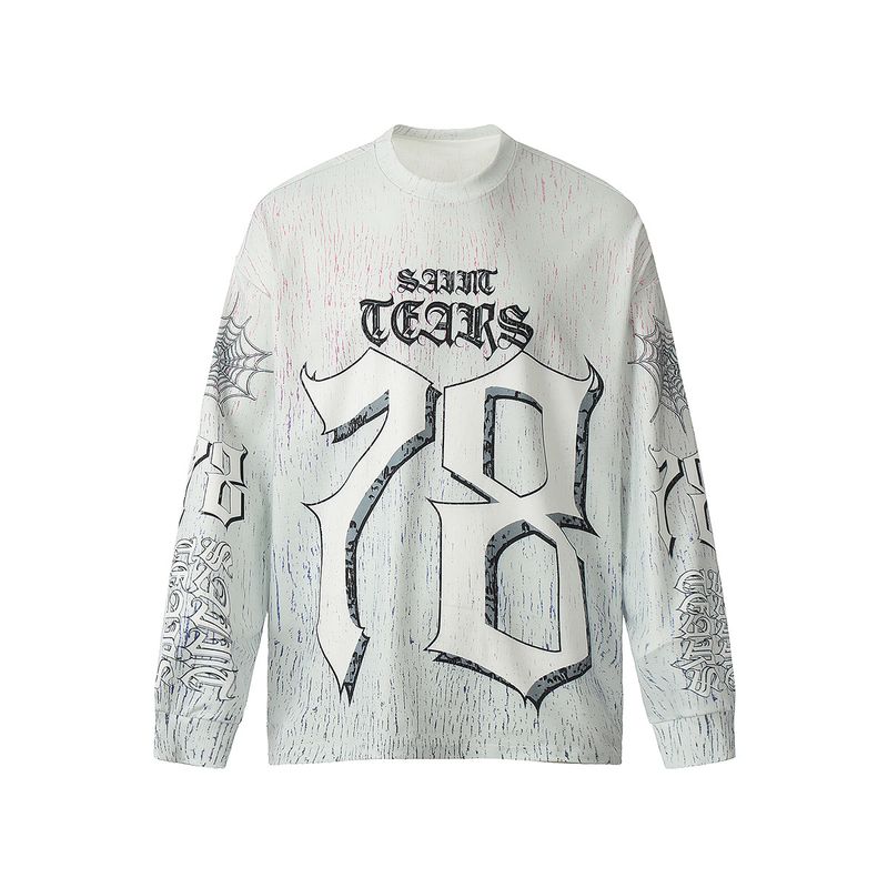 Men's Clothing Digital Printing Loose Long Sleeved Vintage Autumn And Winter Bottoming Shirt For Men_voghion.com