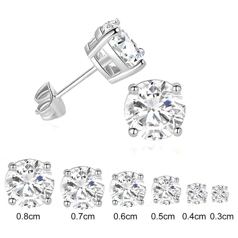 Women's Jewelry Elegant 6-Pair CZ Stud Earrings Set Geometric Round Cut Prong Setting, Hypoallergenic Earrings Daily Round Diamond Zircon Earrings Set_voghion.com