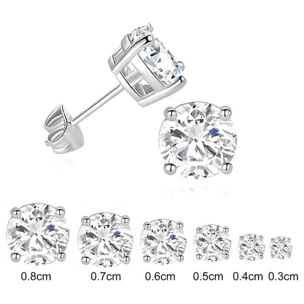 Women's Jewelry Elegant 6-Pair CZ Stud Earrings Set Geometric Round Cut Prong Setting, Hypoallergenic Earrings Daily Round Diamond Zircon Earrings Set_voghion.com