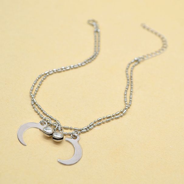 Cavigliera versatile con ciondolo a forma di luna in stile bohémien, semplice e geometrica, a doppio strato, per spiaggia, gioielli per piedi da donna_voghion.com