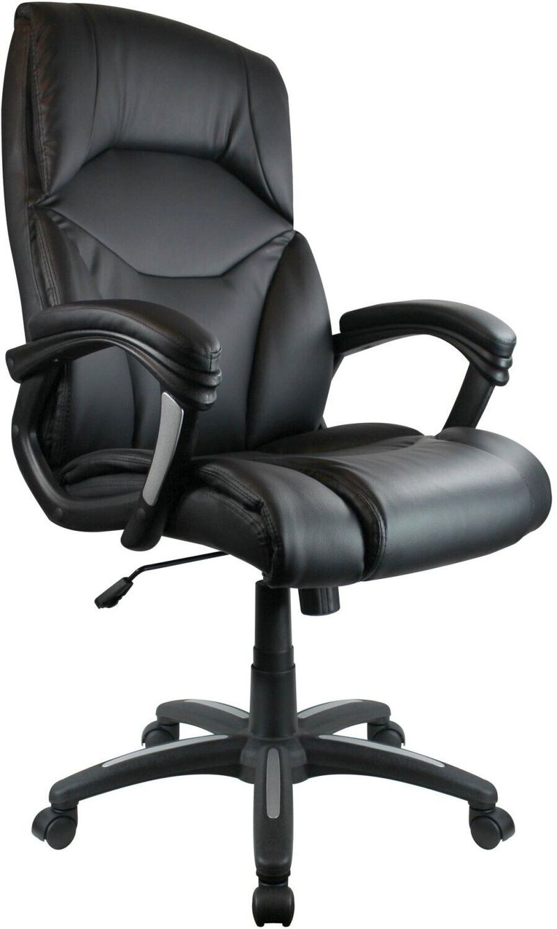 Wellington High Back Faux Leather Executive Office Chair Black_voghion.com