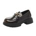 Soled Thick Heel British Style Small Leather Shoes For 2024 New Spring And Autumn Season, One Legged Women's_voghion.com