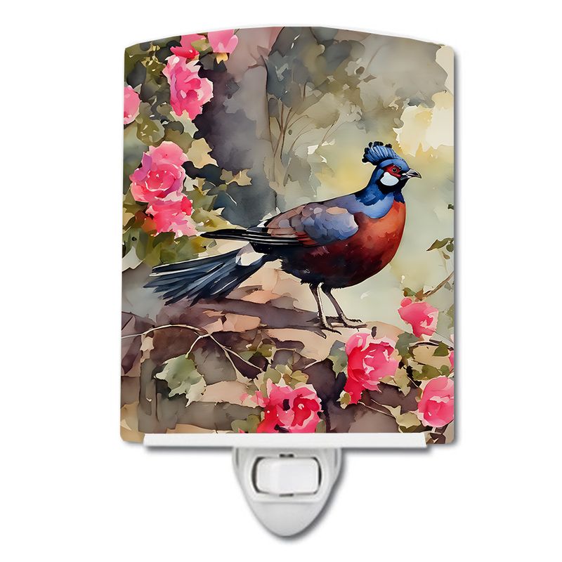 NEW Pheasant Ceramic Night Light Compact, UL-Certified, Ideal for Bedroom, Bathroom, Nursery, Hallway, Kitchen, 6x4x3, Multicolor_voghion.com