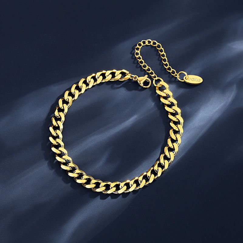 Set di gioielli da donna, bracciale cubano alla moda, per uomo e donna, personalità alla moda, design semplice, stile freddo, bracciale in acciaio al titanio_voghion.com