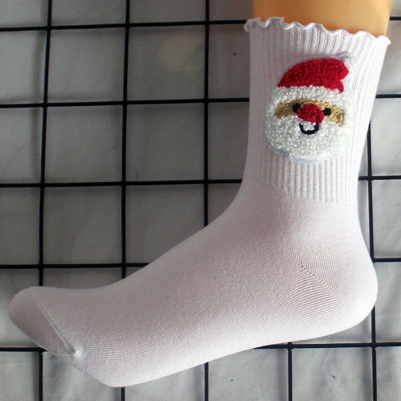 Socken Weihnachtsmann-Kopfsocken Weihnachtsgeschenk Damensocken Student Mid Tube Sports Casual Baumwollsocken Weihnachtssocken Damen Warm_voghion.com