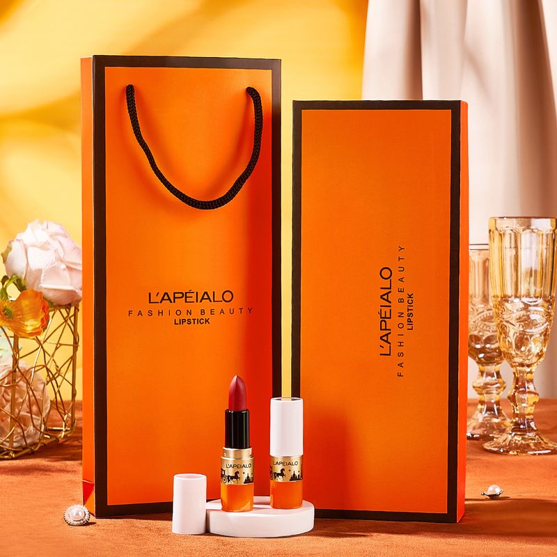 Set di rossetti opachi vellutati - 8 tonalità di rossetto antiaderenti a lunga tenuta, confezione regalo di lusso con astuccio, collezione arancione di alta gamma_voghion.com