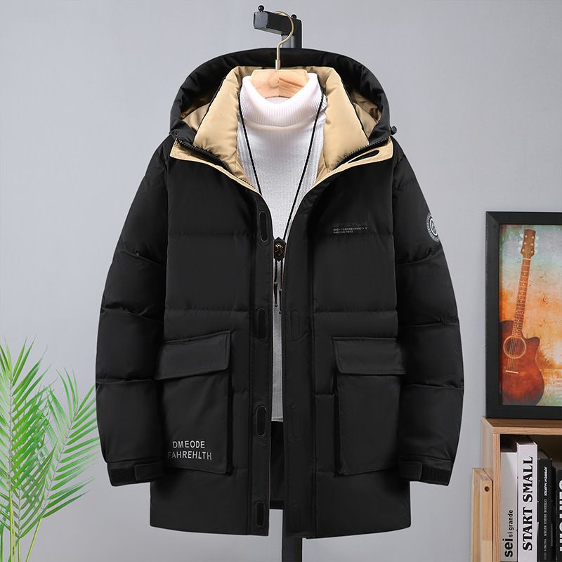 ​Schwerer Winterparka für große und schwere Männer – Verdickte Polyester-Kapuzenjacke mit Reißverschluss, Übergröße bis 11XL (Schwarz/Grün)​_voghion.com