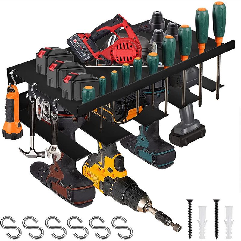 Tiebohui Hand Electric Drill Screwdriver Tool Rack Wall-mounted Rechargeable Drill Storage Rack Garage Tool Storage Rack_voghion.com