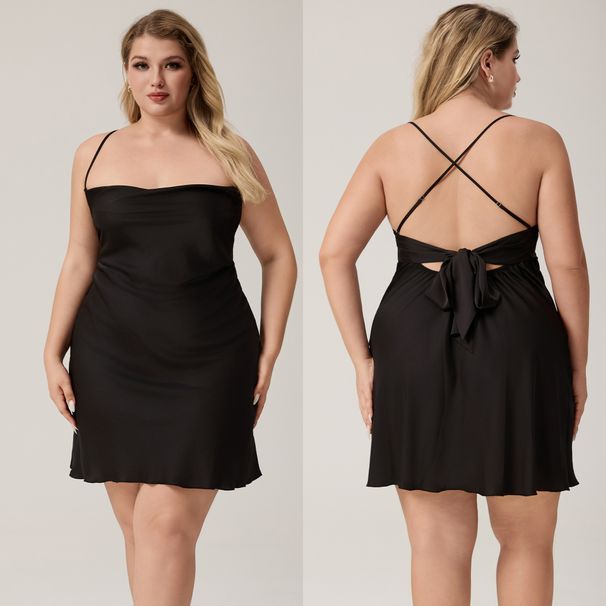 Pigiama corto comodo da donna con bretelle di grandi dimensioni_voghion.com