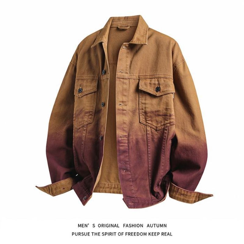 Abbigliamento maschile Primavera e Autunno Moda Uomo Giacca in denim sfumato Giacca in denim semplice alla moda giovanile Giacca in stile coreano_voghion.com