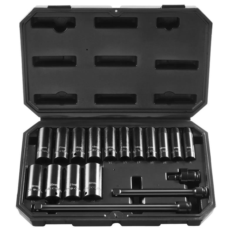 Drive Ratchet 18pcs 6-Point Bit Tool 8 Kit Set Case Impact 3 Sockets_voghion.com