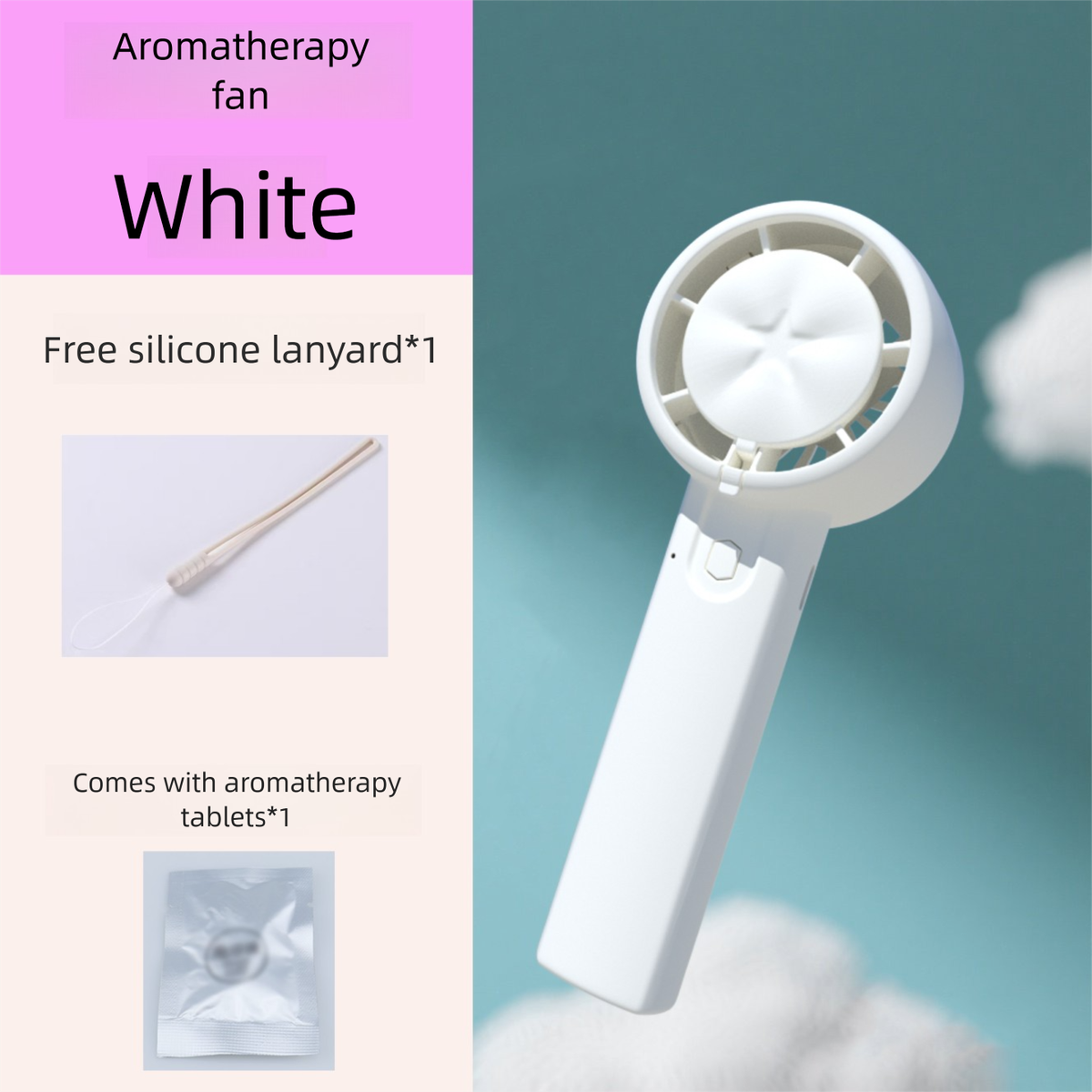 Aromatherapy Handheld Silent Brushless Mirror Small Rechargeable Long Battery Life Fan Office Student Desktop_voghion.com
