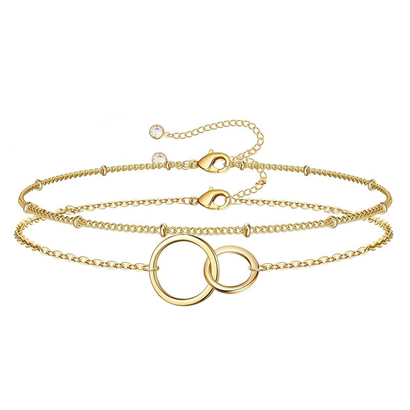 Women's Jewelry Bracelet Fashion Ladies Double Copper Chain Pearl Chain Beads Double Ring Splicing Bracelet_voghion.com
