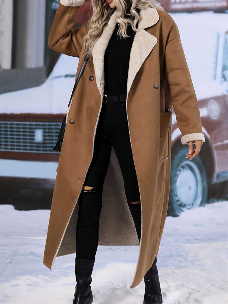 Women's Clothing Women's Ins Style Lamb Wool Coat Lapel Long Wool Coat G743_voghion.com