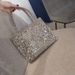 Niche Sequin Pearl Shopping Tote Shoulder Handbag Metallic Shiny Handwoven Beaded Bag For Women_voghion.com