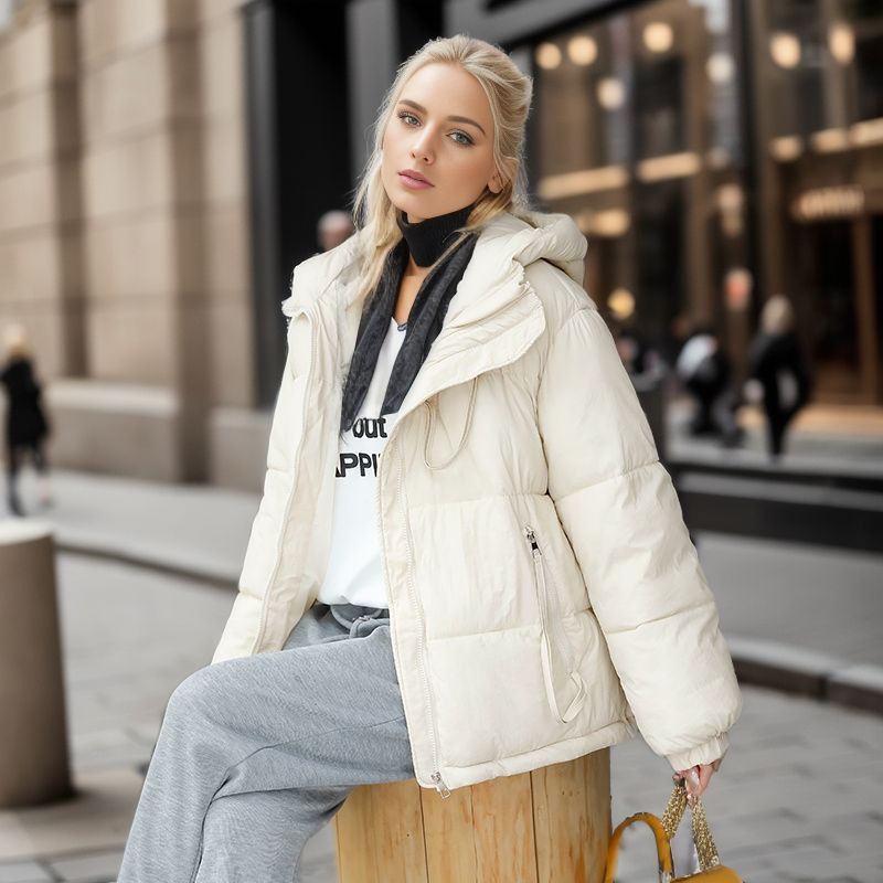Piumino imbottito da donna a sezione corta con cappuccio da uomo piccolo ispessito giacca in cotone moda giacca pane abbigliamento_voghion.com