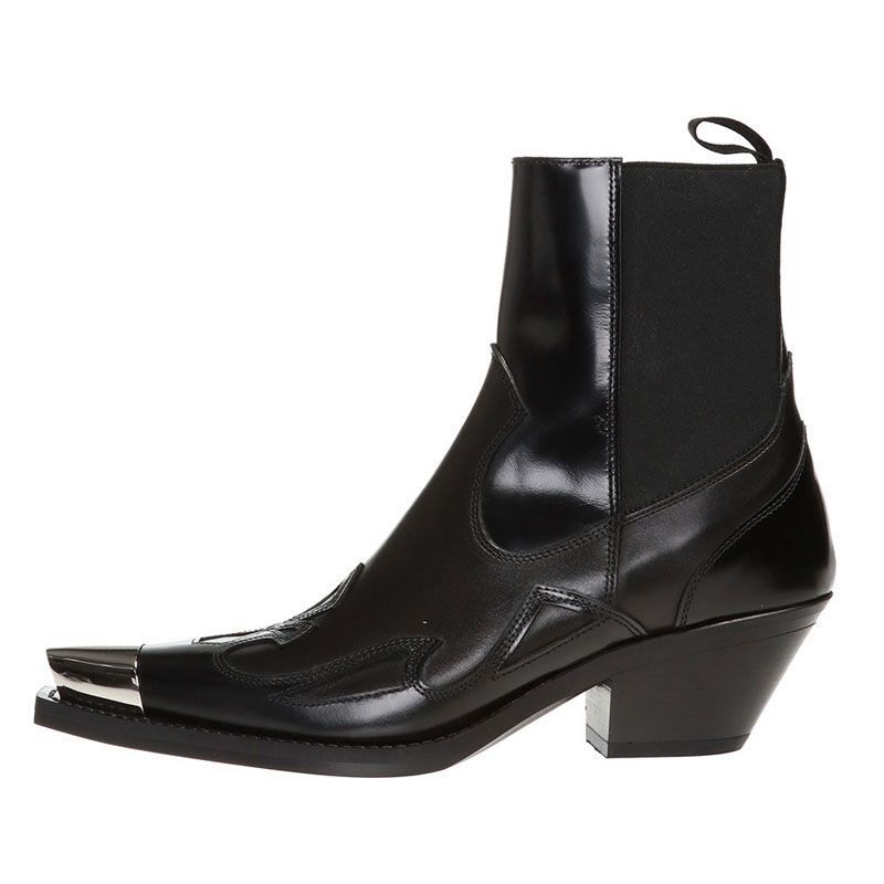 Rock-Style-Nachtclub-Stiefel aus echtem Leder mit Nieten, sexy klobigem Absatz und spitzer Zehenpartie, Punk-Stil in Übergrößen, trendig_voghion.com