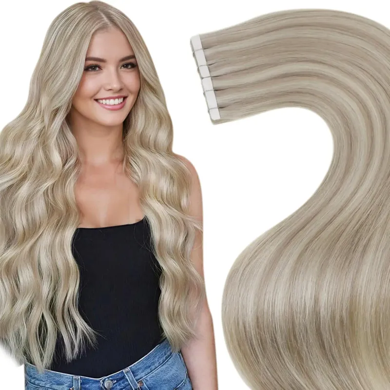 Laavoo Human Hair Tape in Extensions Real Highlight Piano Color Remy Natural_voghion.com
