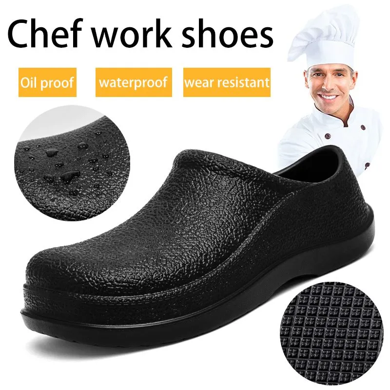 Chaussures de restaurant de service alimentaire pour hommes, chef antidérapant résistant à l'huile pour chaussures de travail de cuisine_voghion.com