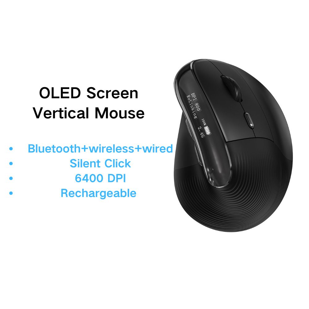 Carefully Selected Wireless Bluetooth Ergonomic Vertical High-End Business Mouse Screen Display Suitable For Office Use_voghion.com
