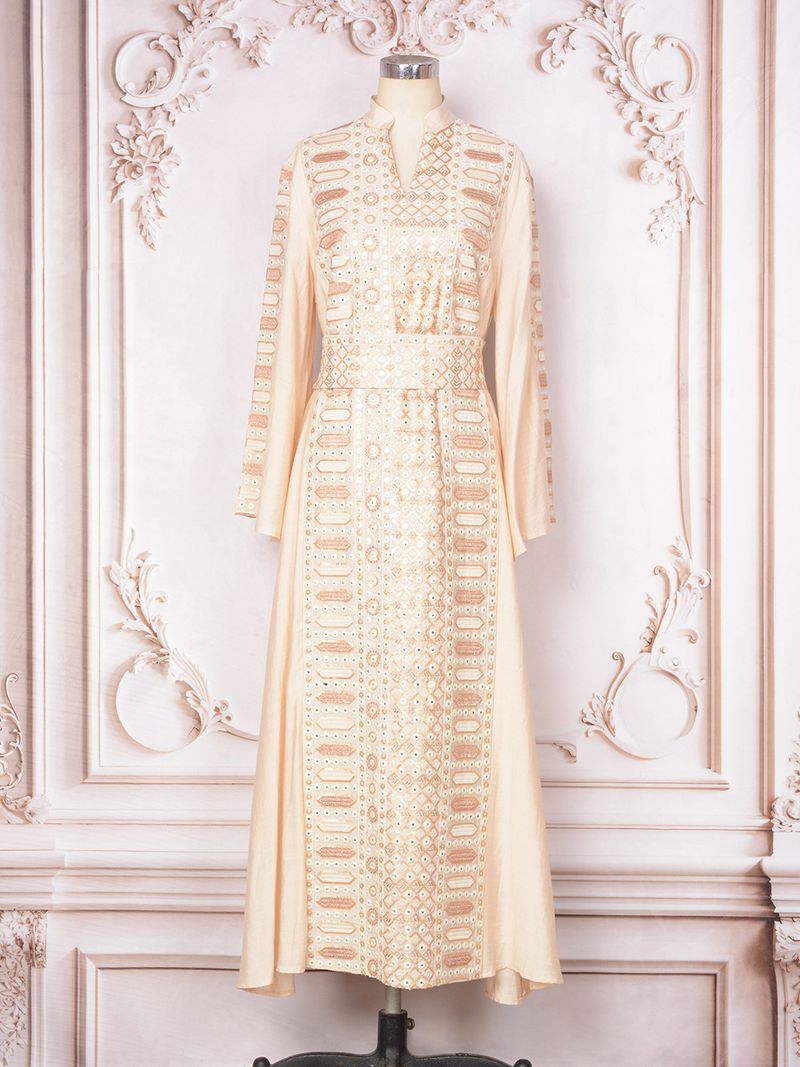 Elegante temperament rok lange jurk internationale etnische kleding 2025 lente nieuwe parel moslimjurk_voghion.com