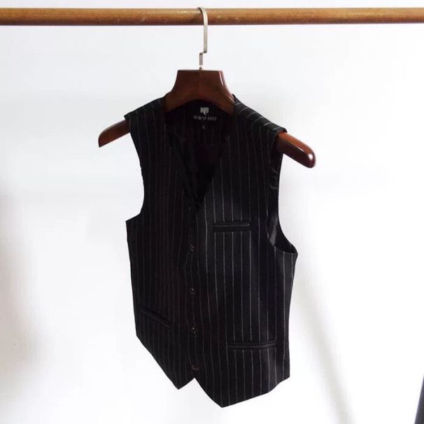Pánské oblečení Slim Fit Moderní oblek Pruhovaná vesta Profesionální oblek Vesta Oblek_voghion.com