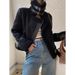 Women's Clothing Women's Biker Style Jacket Winter Cozy Faux Shearling Fleece Lined Bomber Coat With Zipper Closure, Black & Khaki, XS/S/M/L_voghion.com