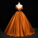 Off-Shoulder A-Line Satin Gown – Elegant & Vibrant (Orange, XS-3XL) For Singing Performances, Hosting & Special Events_voghion.com