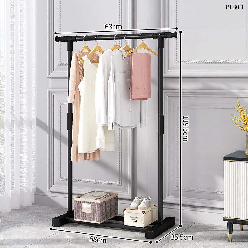 Adjustable Height Clothes Drying Rack – Heavy-Duty Steel Laundry Stand For Home, Dorm & Balcony, Mobile With Wheels, Space-Saving Design_voghion.com