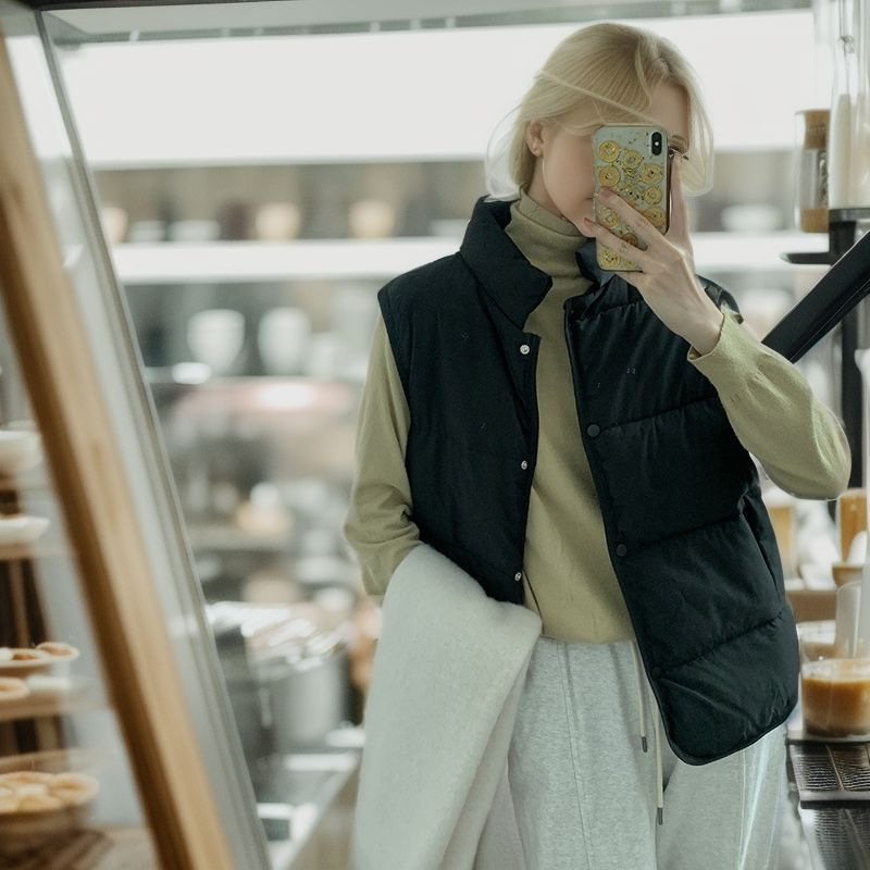 Giacca calda da donna in cotone gilet da donna con collo alto corto autunno e inverno gilet largo in cotone_voghion.com