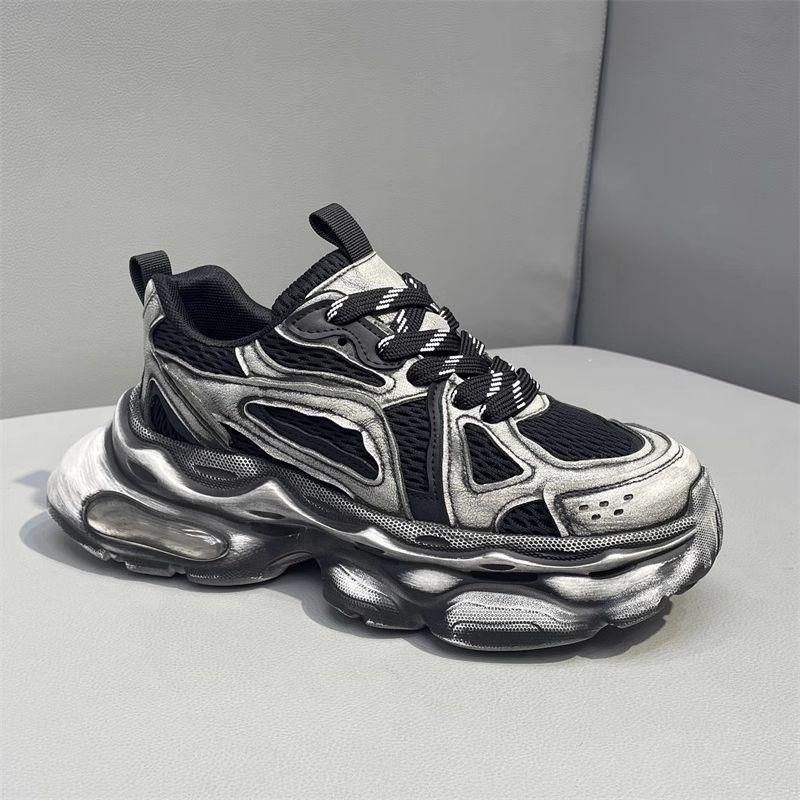 Internet Celebrity Same Style 2025 Summer New Comfortable Breathable Mesh Men Thick Sole Height Increasing Trendy Dad_voghion.com