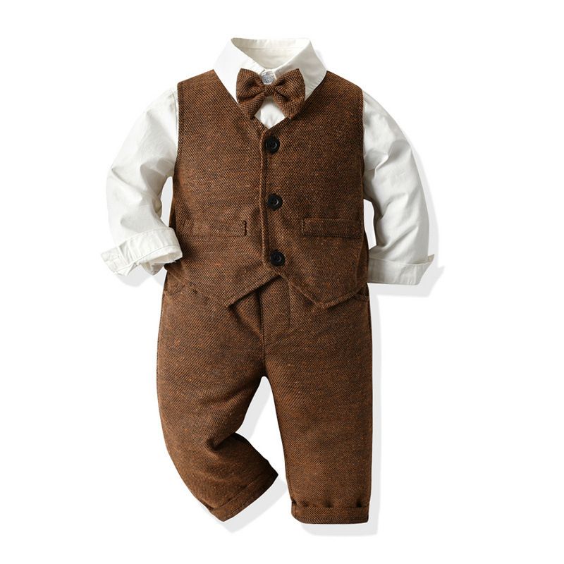 kid's clothing Boy's waistcoat dress white shirt suit pants three-piece set_voghion.com