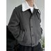 Men's Fleece-Lined Winter Jacket With Faux Shearling Collar - Lightweight Polyester Puffer Coat For Casual Wear (Grey, S-4xl)_voghion.com