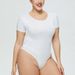 Plus-size women's leotard all-in-one crew neck short-sleeved briefs_voghion.com