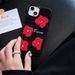 Embroidered retro red flowers suitable for Apple 15promax mobile phone case iPhone14 anti-fall 13 autumn and winter 12 plush_voghion.com