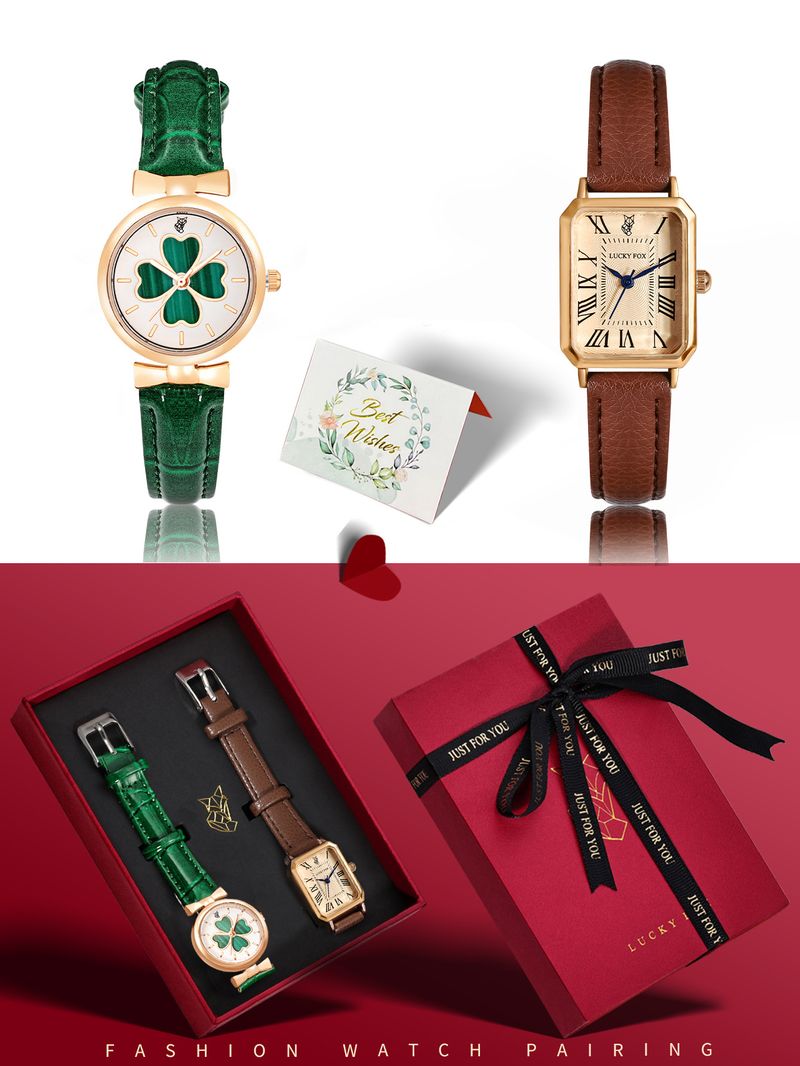 LUCKYFOX Zwei Uhren Set Box Einfache Mode Zink-Legierung Quarzuhr Geschenk_voghion.com