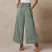 Damen Sommerhose mit Tasche, gestreift, gerader Kordelzug, weites Bein, Strand, lässig, lange Hose_voghion.com