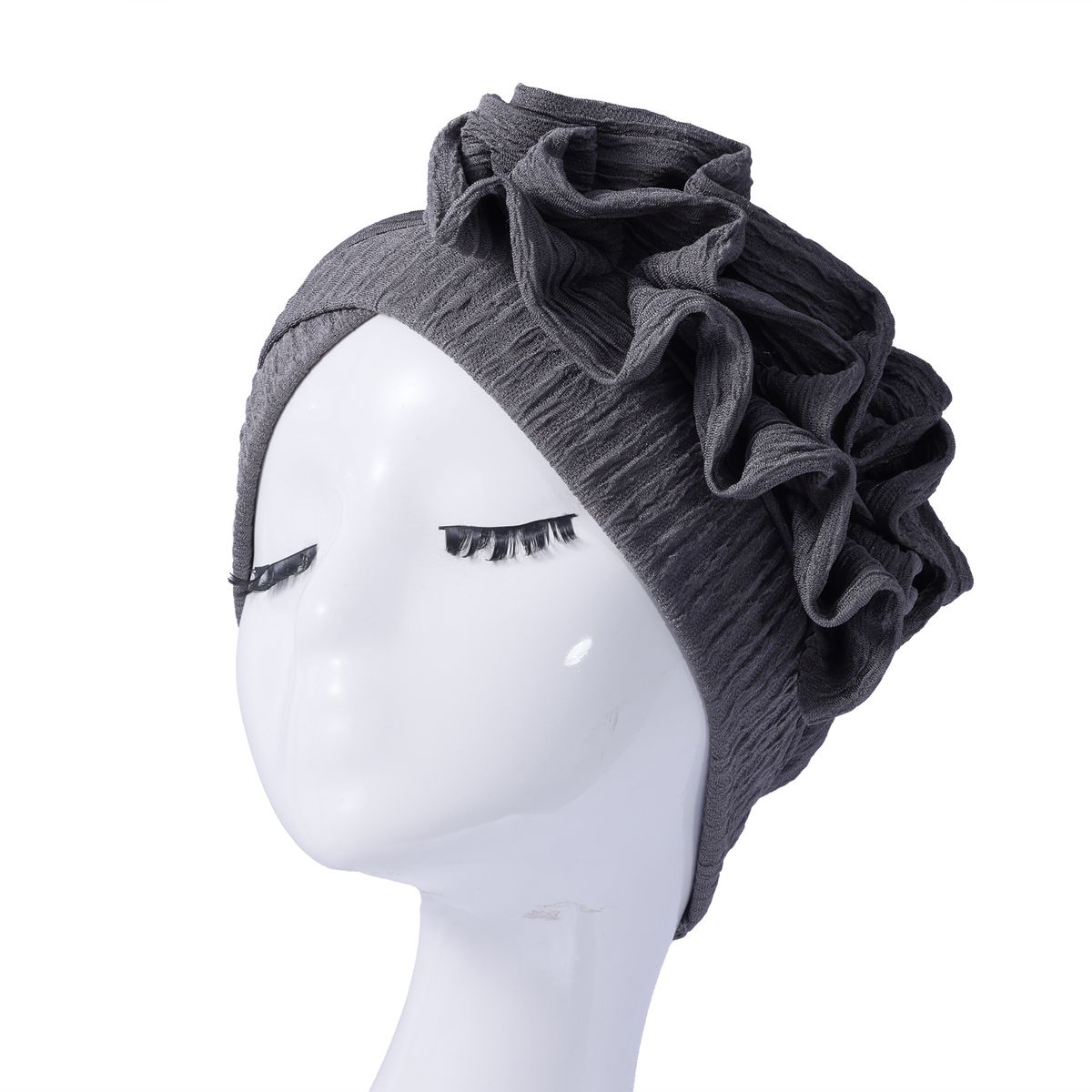 Elastic Pleated Lace Headscarf Hat – Fungus Lace Hair Care Cap, Adjustable & Breathable_voghion.com