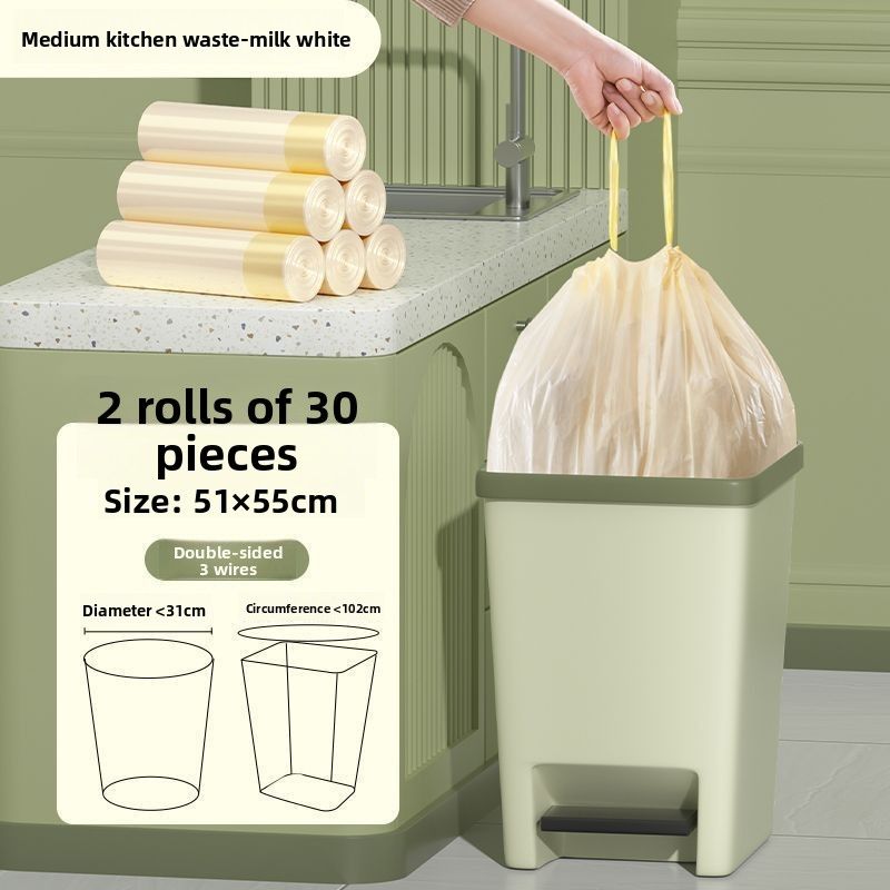 Large Capacity Trash With Drawstring, Extra Thick Household Plastic Bags For Kitchen Use_voghion.com
