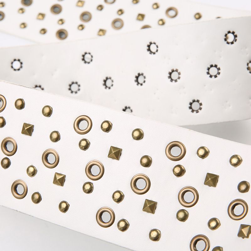 Nouvelle ceinture hippie vintage artistique à rivets poreux en cuivre antique, accessoire de ceinture polyvalent pour fille épicée_voghion.com