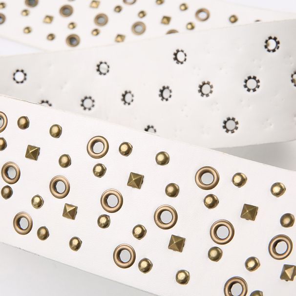 Nouvelle ceinture hippie vintage artistique à rivets poreux en cuivre antique, accessoire de ceinture polyvalent pour fille épicée_voghion.com