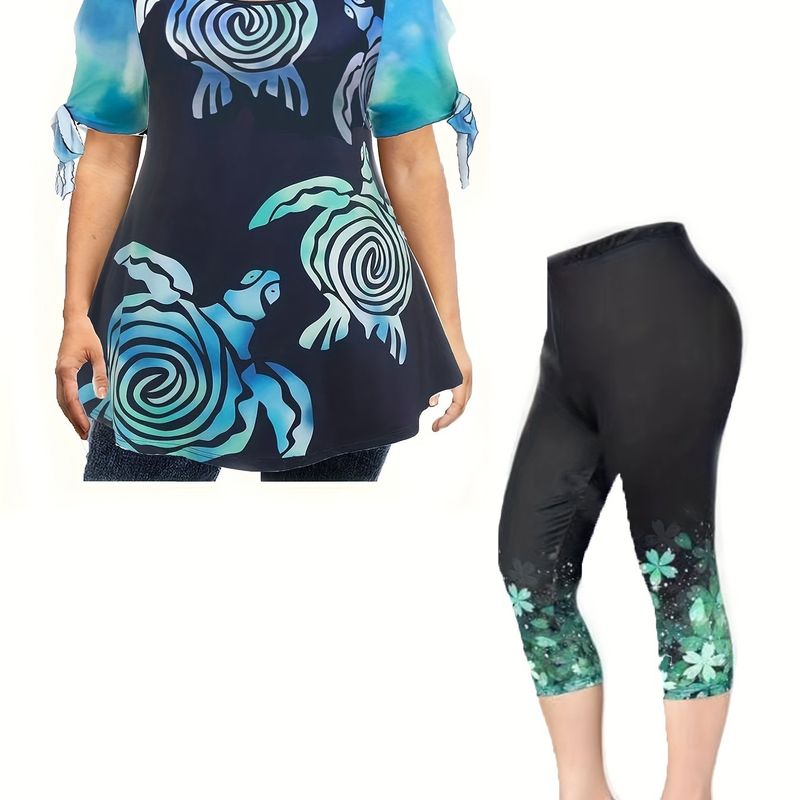 Floral Ombre Plus Size Two-Piece Set: Silky, Comfortable, And Perfect For Summer_voghion.com